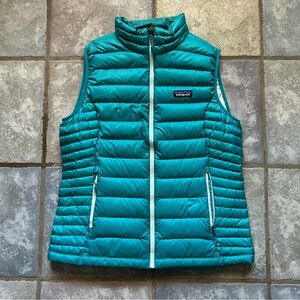 Patagonia Down Sweater Vest Womens L Blue Goose Puffer Quilted Insulated Coat